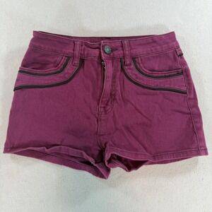 BDG Erin High Rise Denim Shorts Purple Black Piping Size 26